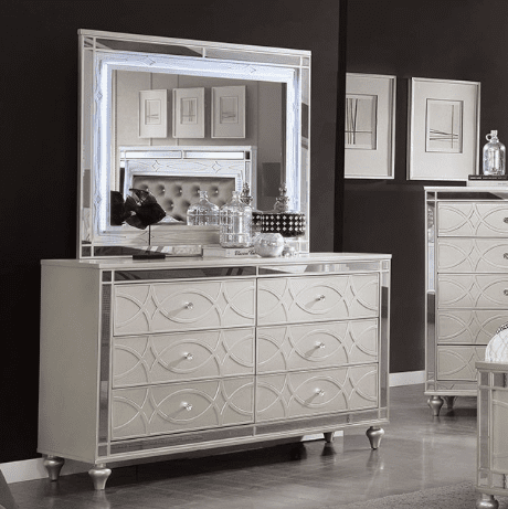 Manar Transitional Bedroom Collection with Mirror Accents - King