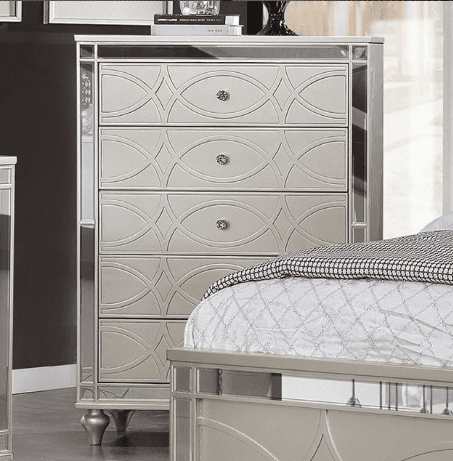 Manar Transitional Bedroom Collection with Mirror Accents - King