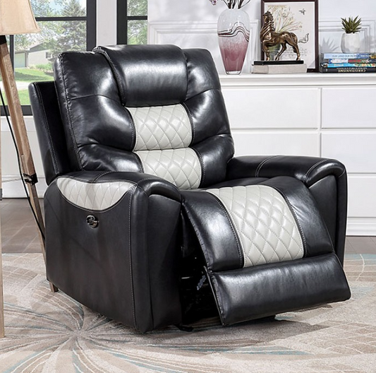 Leipzig Power Recliner - Black & Gray