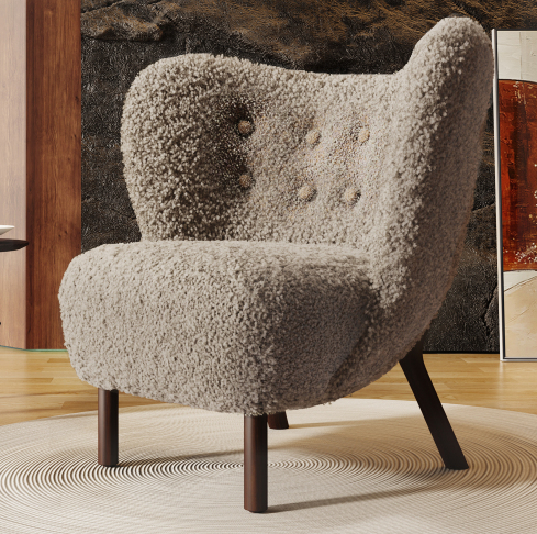 Bed-Best Modern Lambskin Sherpa wingback Accent Chair 5 Colors