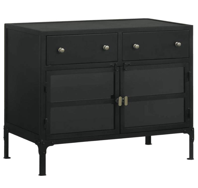 Sadler 2-drawer Accent Cabinet with Glass Doors Black