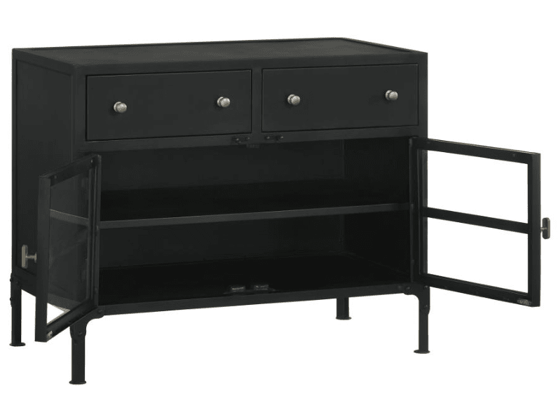 Sadler 2-drawer Accent Cabinet with Glass Doors Black