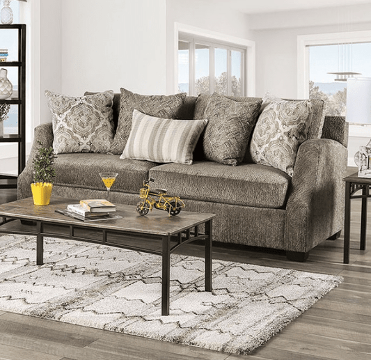 Laila Transitional Textured Chenille Sofa in Gray