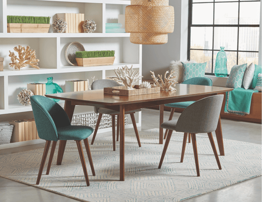 Holly Mid-Century Modern Walnut Finish 5 Piece Dining Set