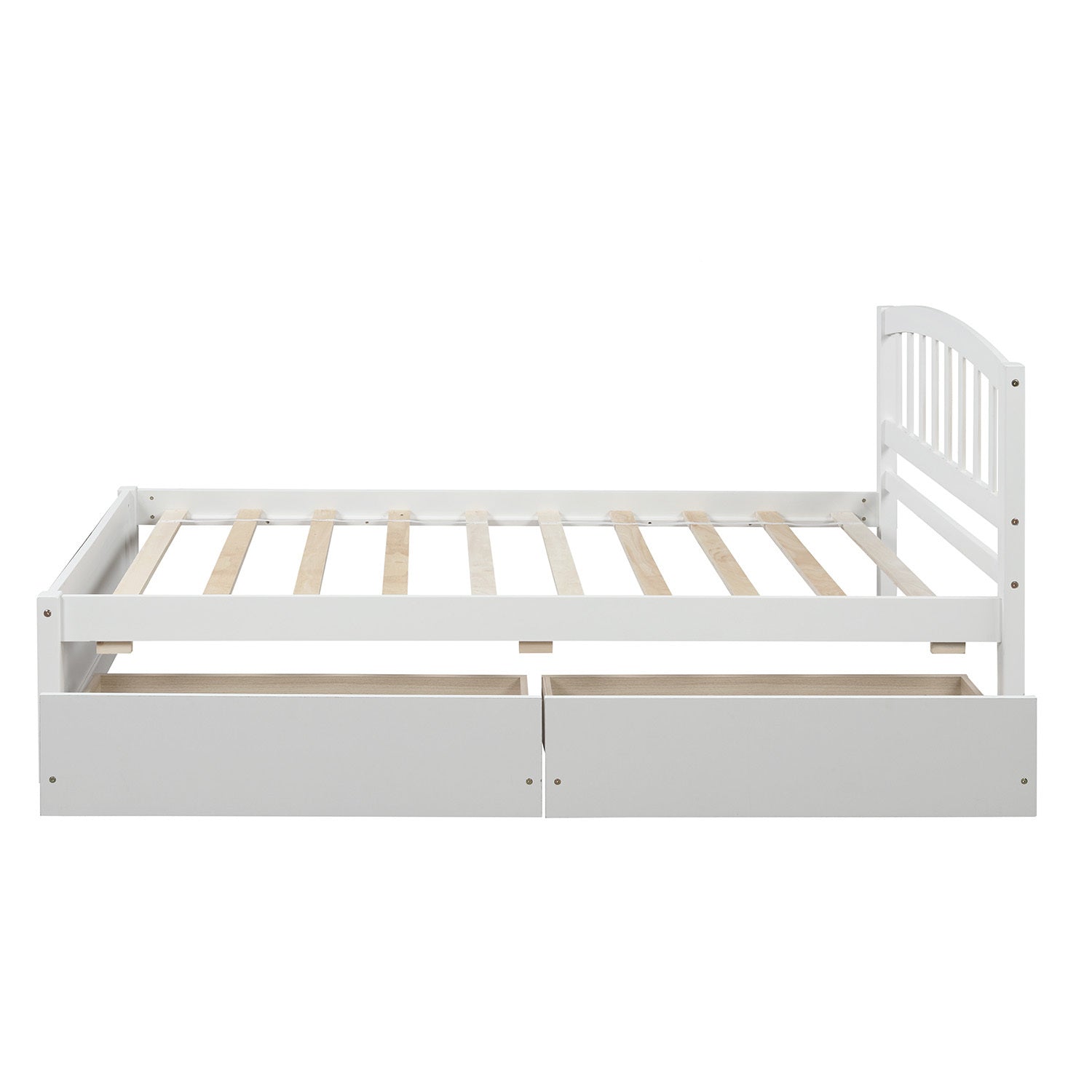 Homey Life Twin Platform Storage Bed with Two Drawers in White