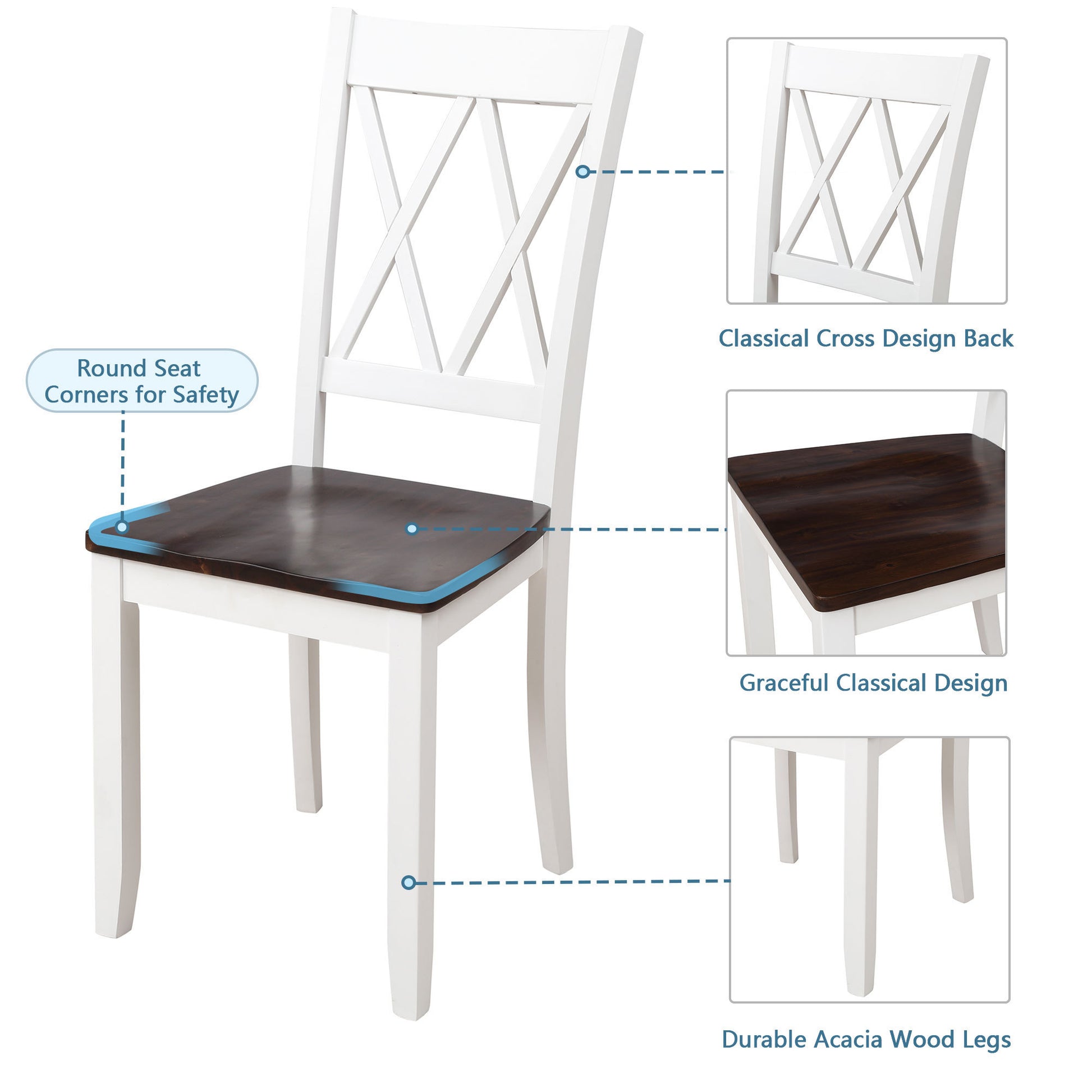 5-Piece Dining Table Set in White & Cherry