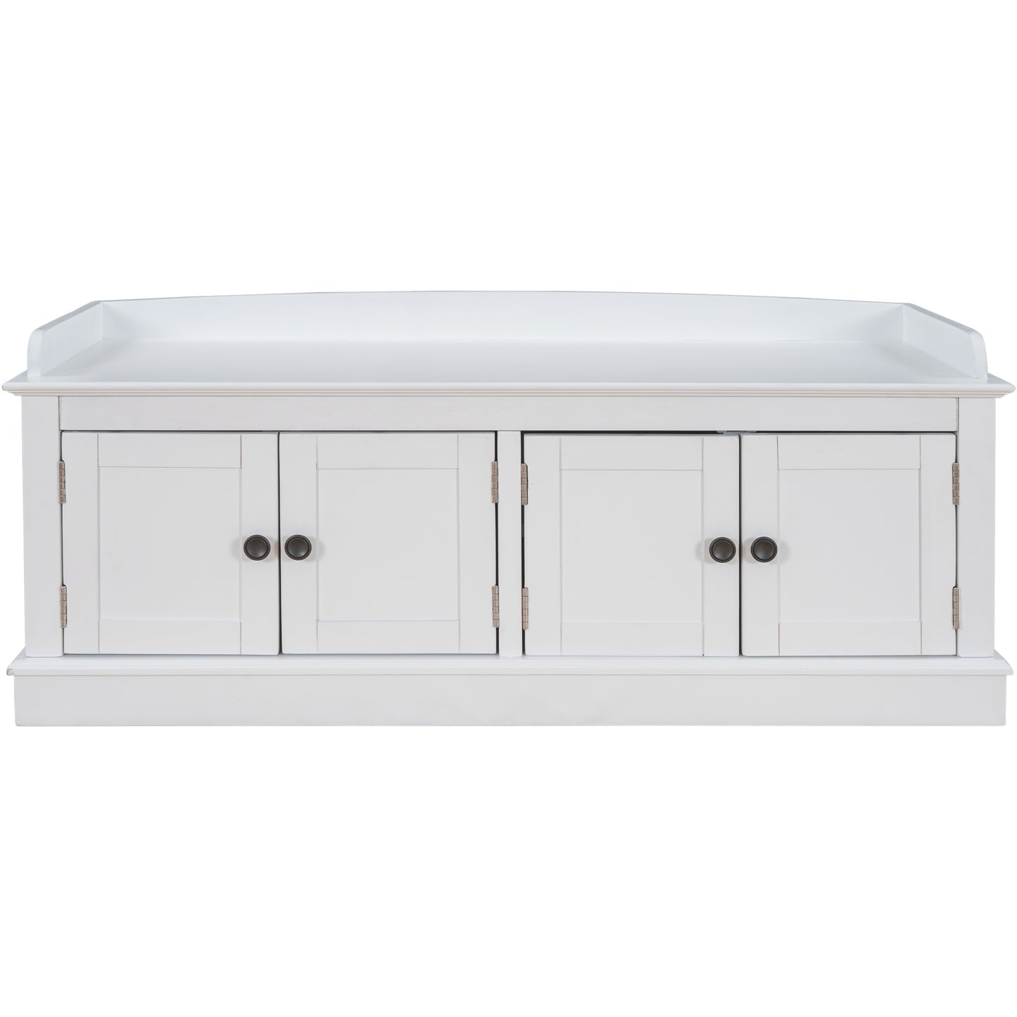 TREXM Storage Bench with 4 Doors and Adjustable Shelves - White