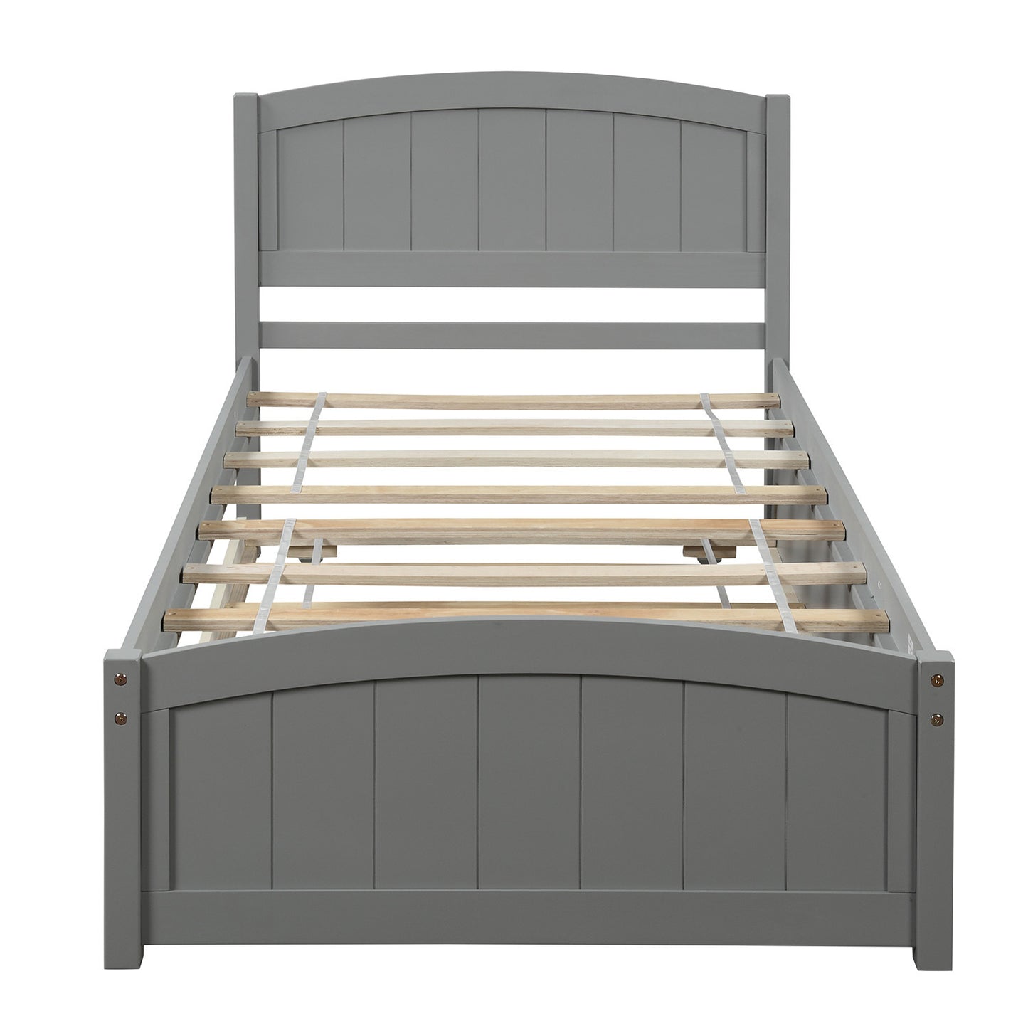 Homey Life Twin size Platform Bed with Trundle, Gray