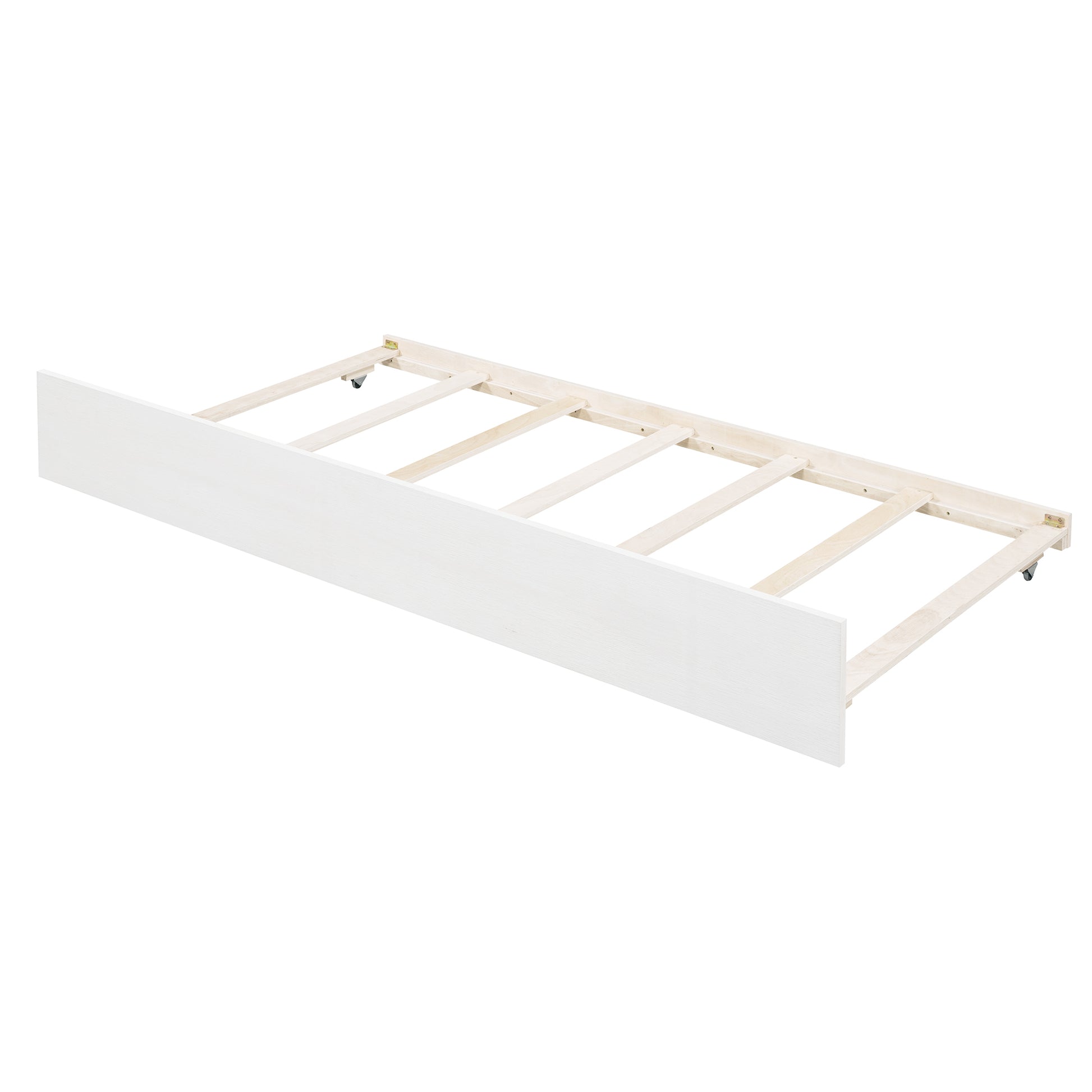 Homey Life Full Size Canopy Platform Bed with Trundle in White