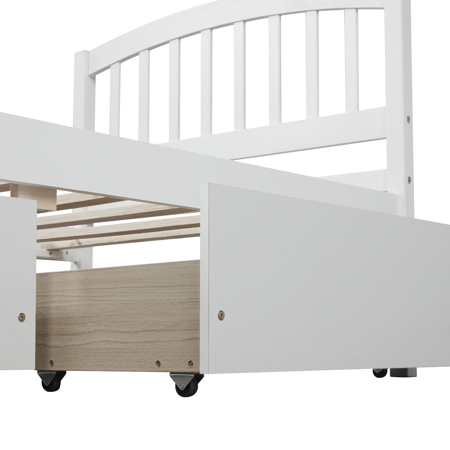 Homey Life Twin Platform Storage Bed with Two Drawers in White