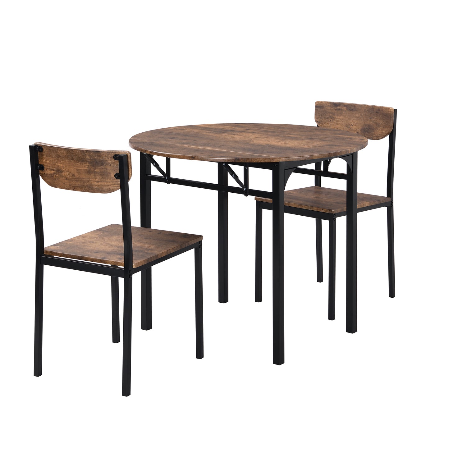 TOPMAX Modern 3-Piece Round Dining Table Set with Drop Leaf