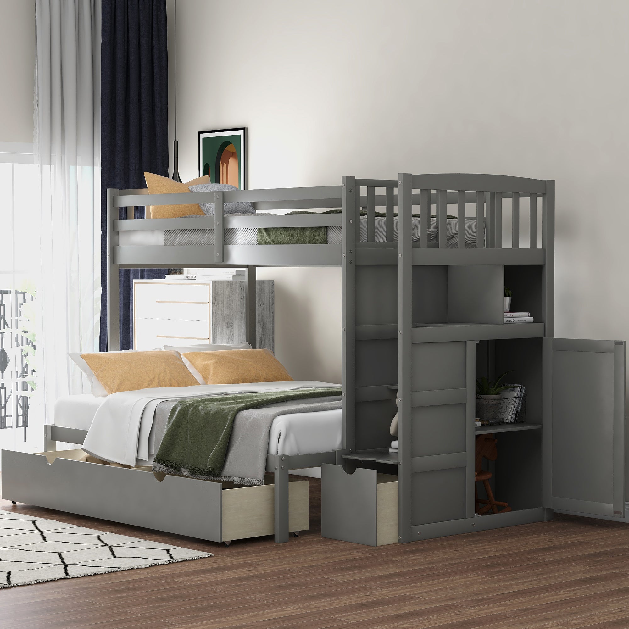 Twin over full bunk bed with clearance dresser