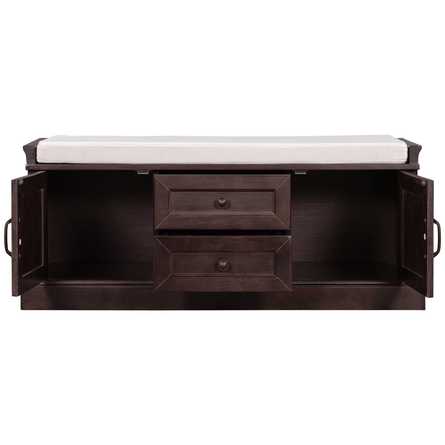 TREXM Storage Bench with 2 Drawers and 2 Cabinets - Espresso