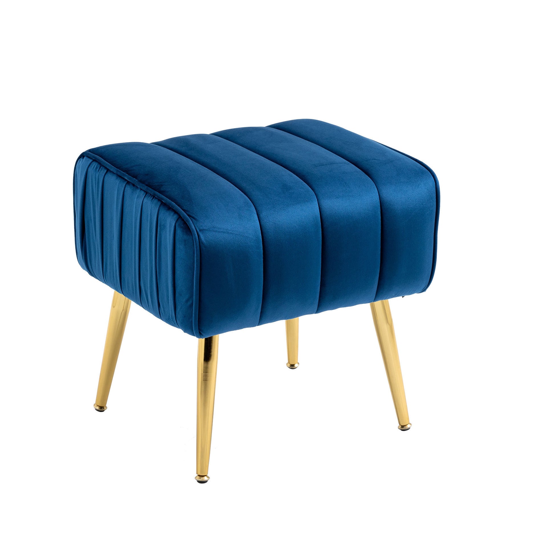 Velvet Accent Chair with Ottoman Set in Blue