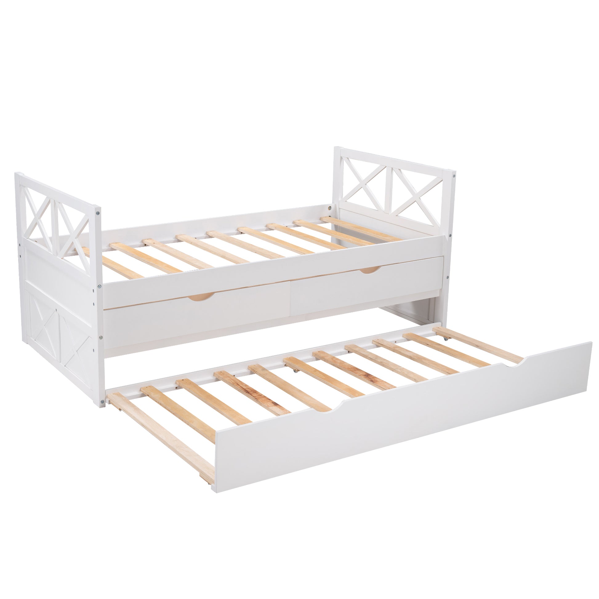 Multi-Functional Daybed with Drawers and Trundle, White