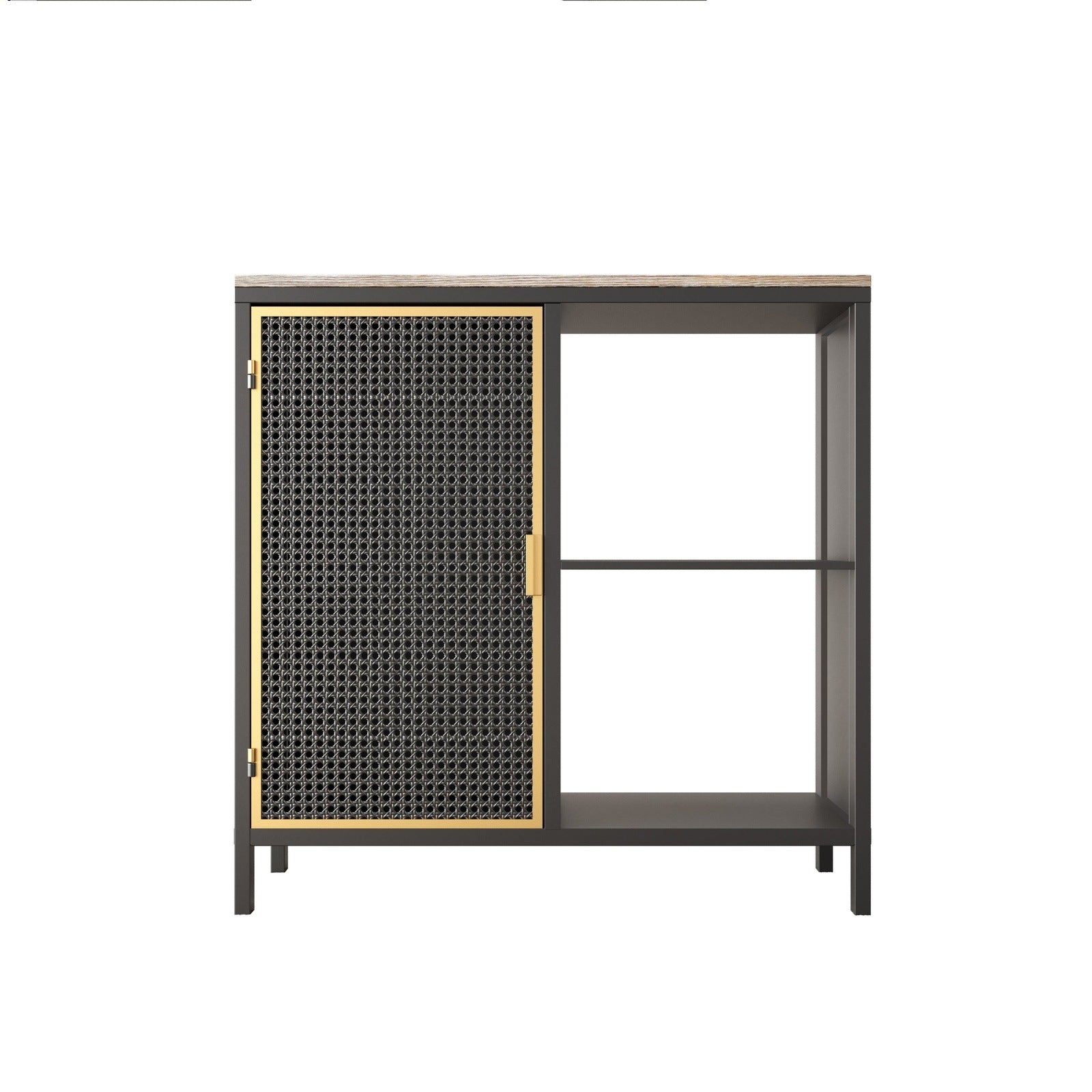 Modern 31.69” Sideboard Cabinet in Dark Gray & Gold