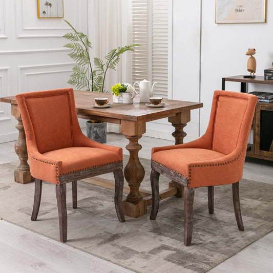 A&A Furniture Transitional Dining Chair in Orange Set of 2