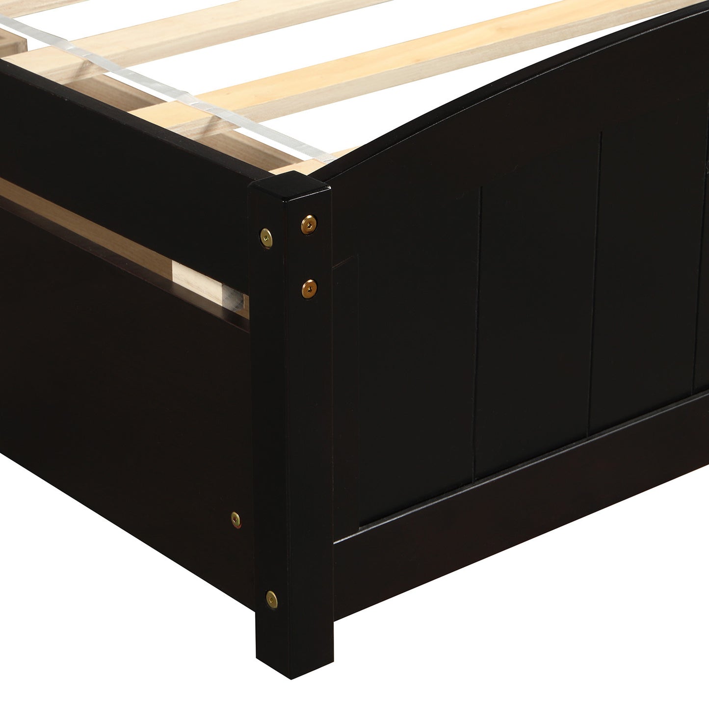 Homey Life Twin size Platform Bed with Two Drawers, Espresso