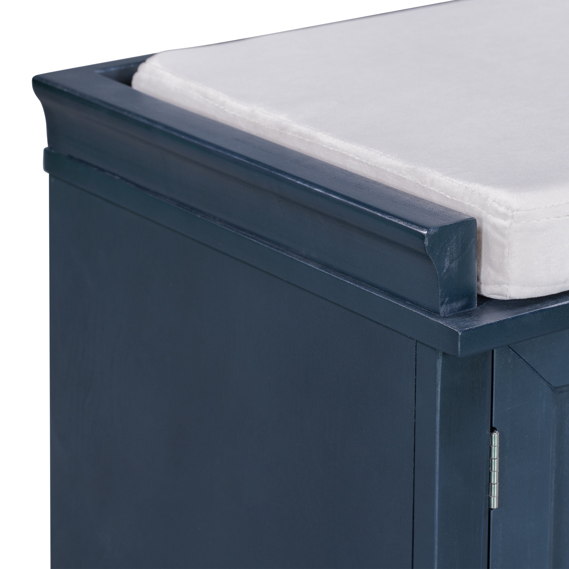 TREXM Storage Bench with 2 Drawers and 2 Cabinets & Removable Cushion - Antique Navy