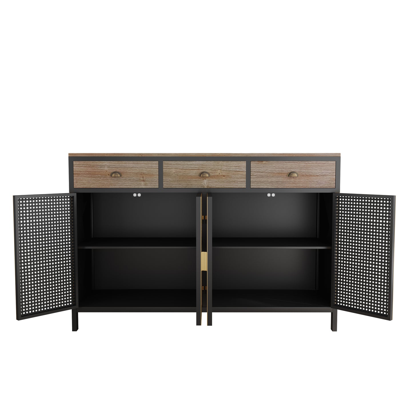 48" Wide 4 Doors Modern Sideboard with 3 Top Drawers