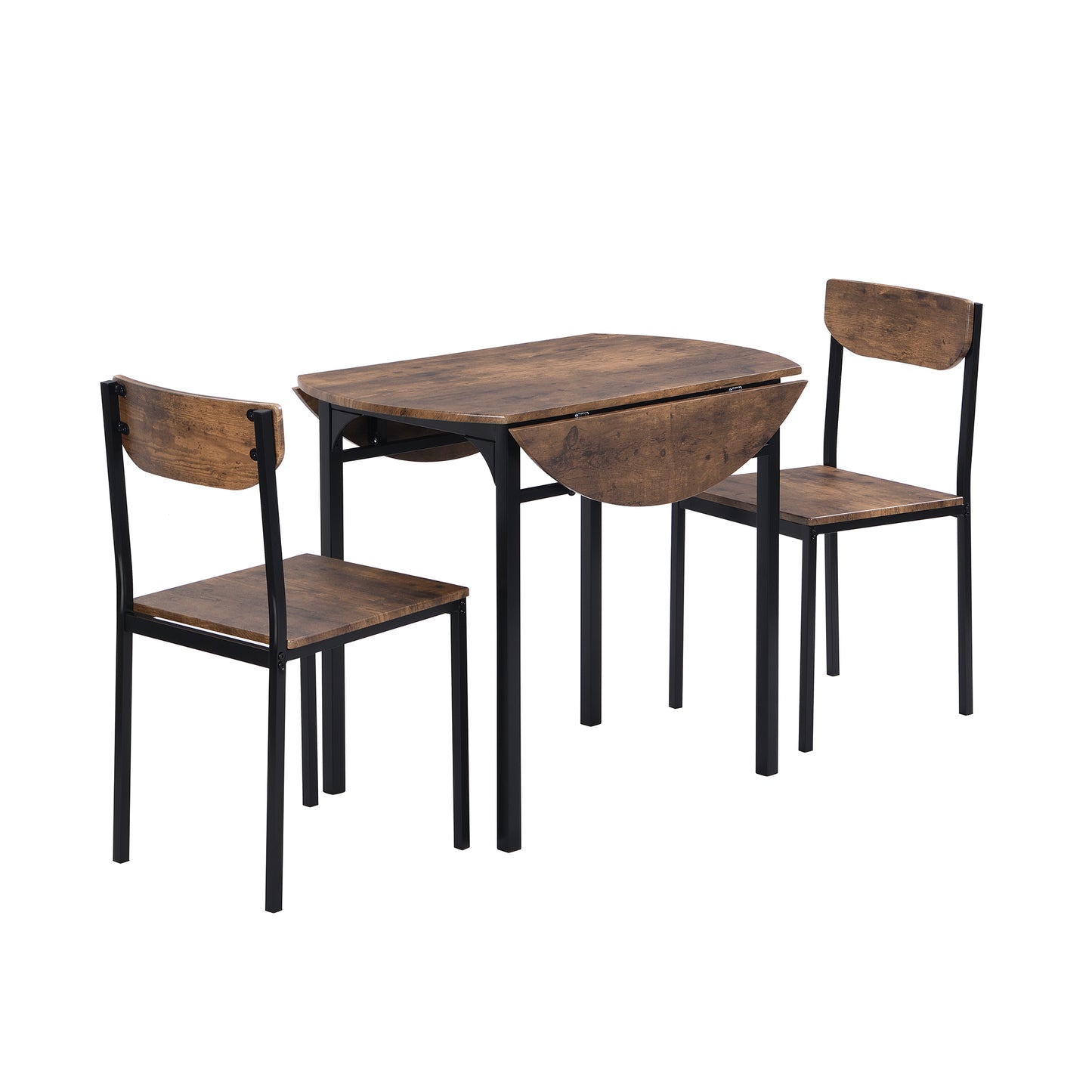 TOPMAX Modern 3-Piece Round Dining Table Set with Drop Leaf