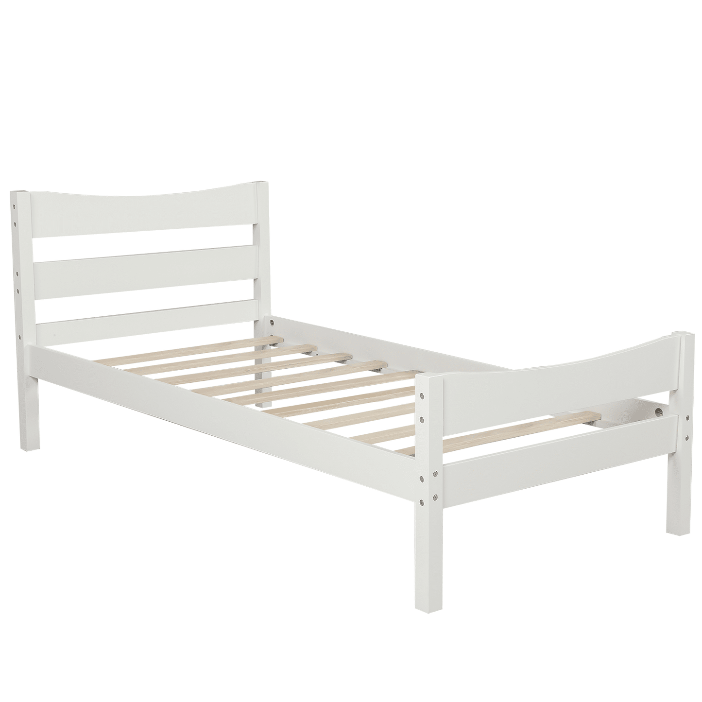 Traditional Twin Size Wooden Platform Bed in White