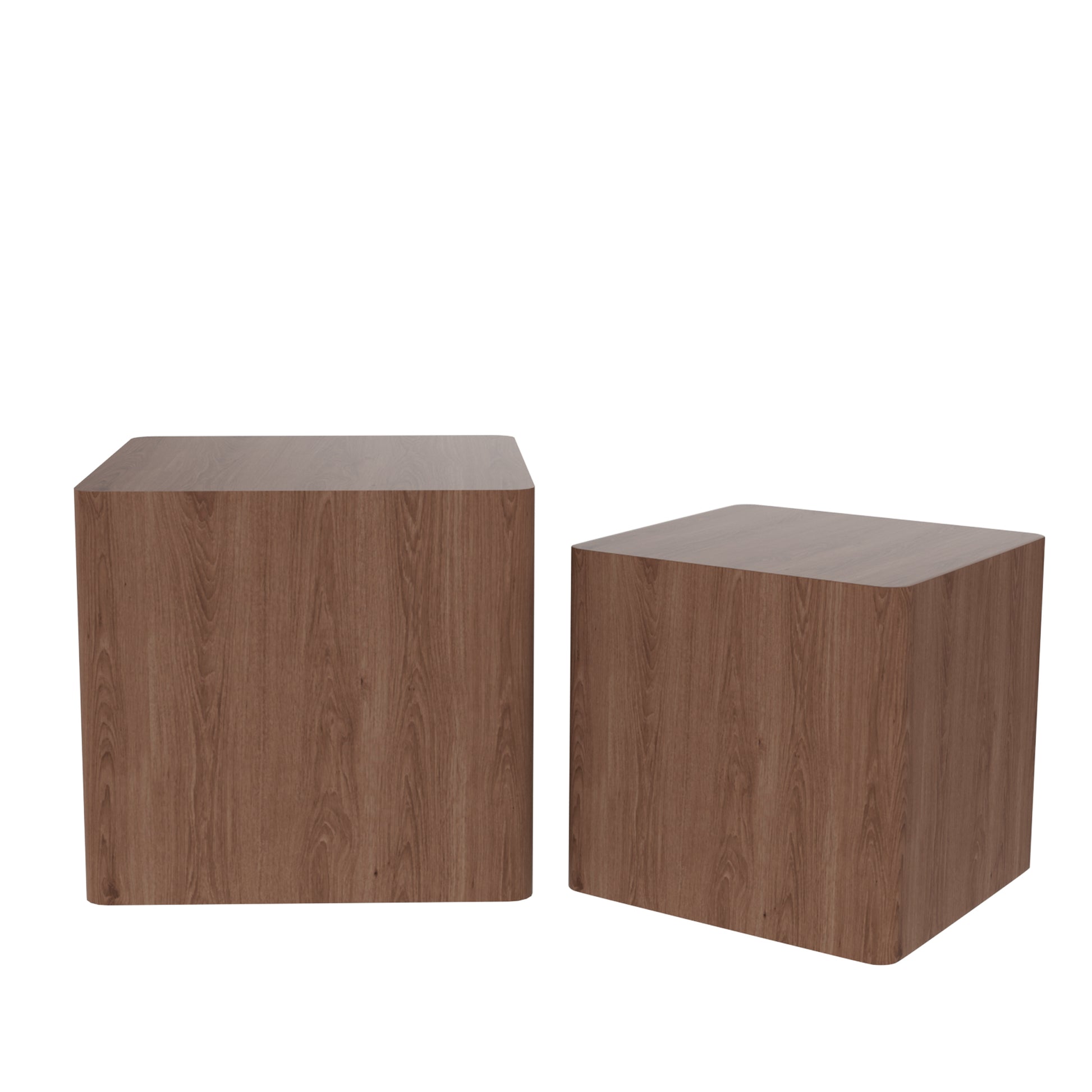 Set of 2 Square Nesting Accent Tables in Walnut