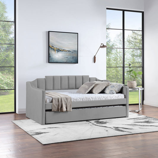 Branda Channel Tufted Velvet Twin Daybed - Gray