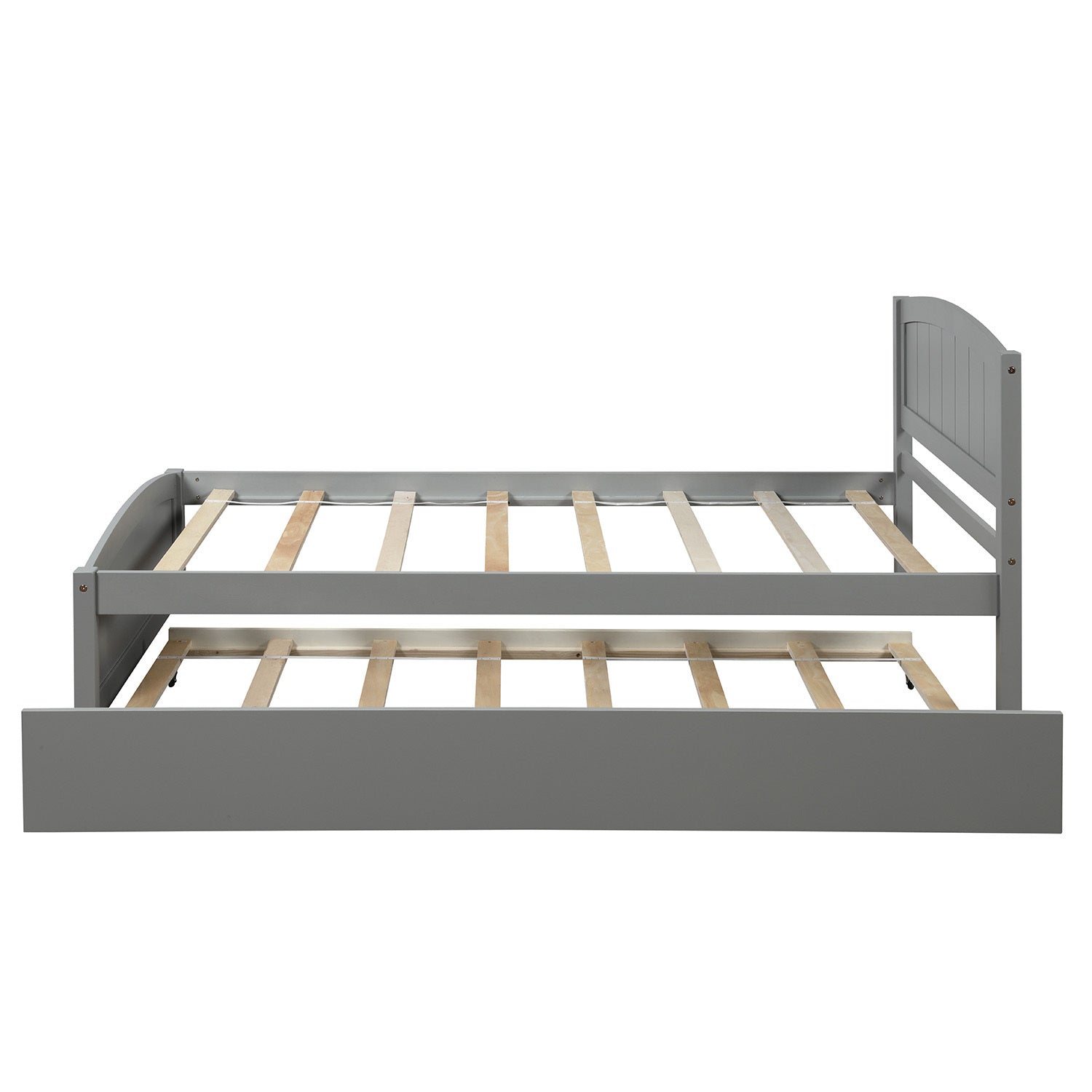 Homey Life Twin size Platform Bed with Trundle, Gray