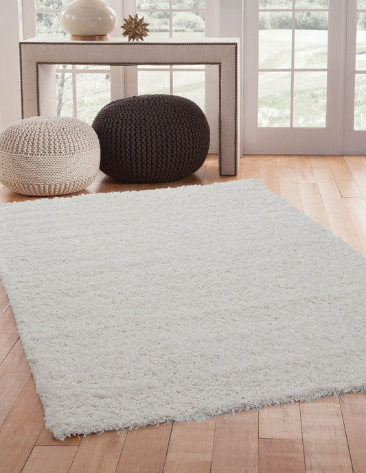 Shag White Area Rug 5x8