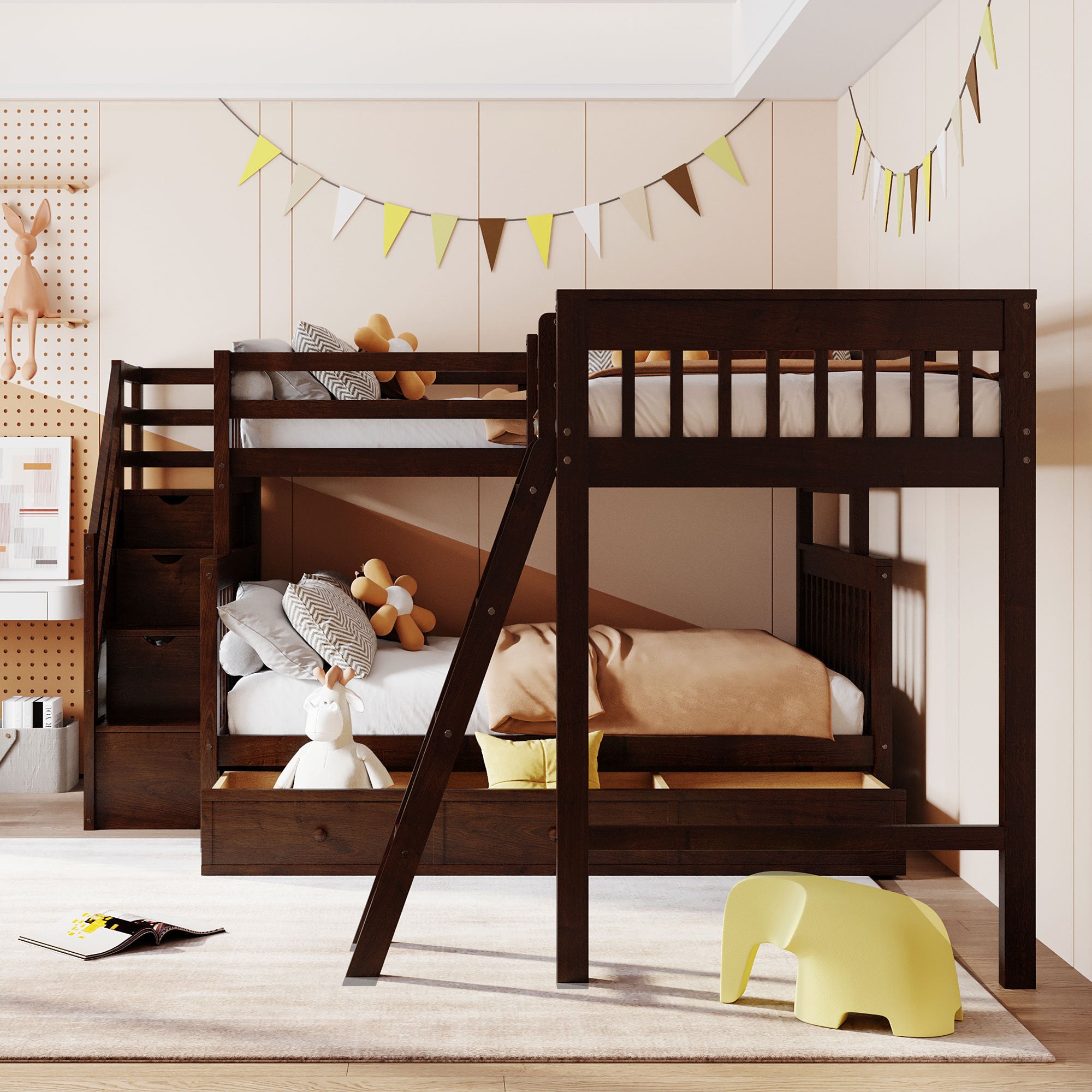 Twin over full bunk store bed l shaped