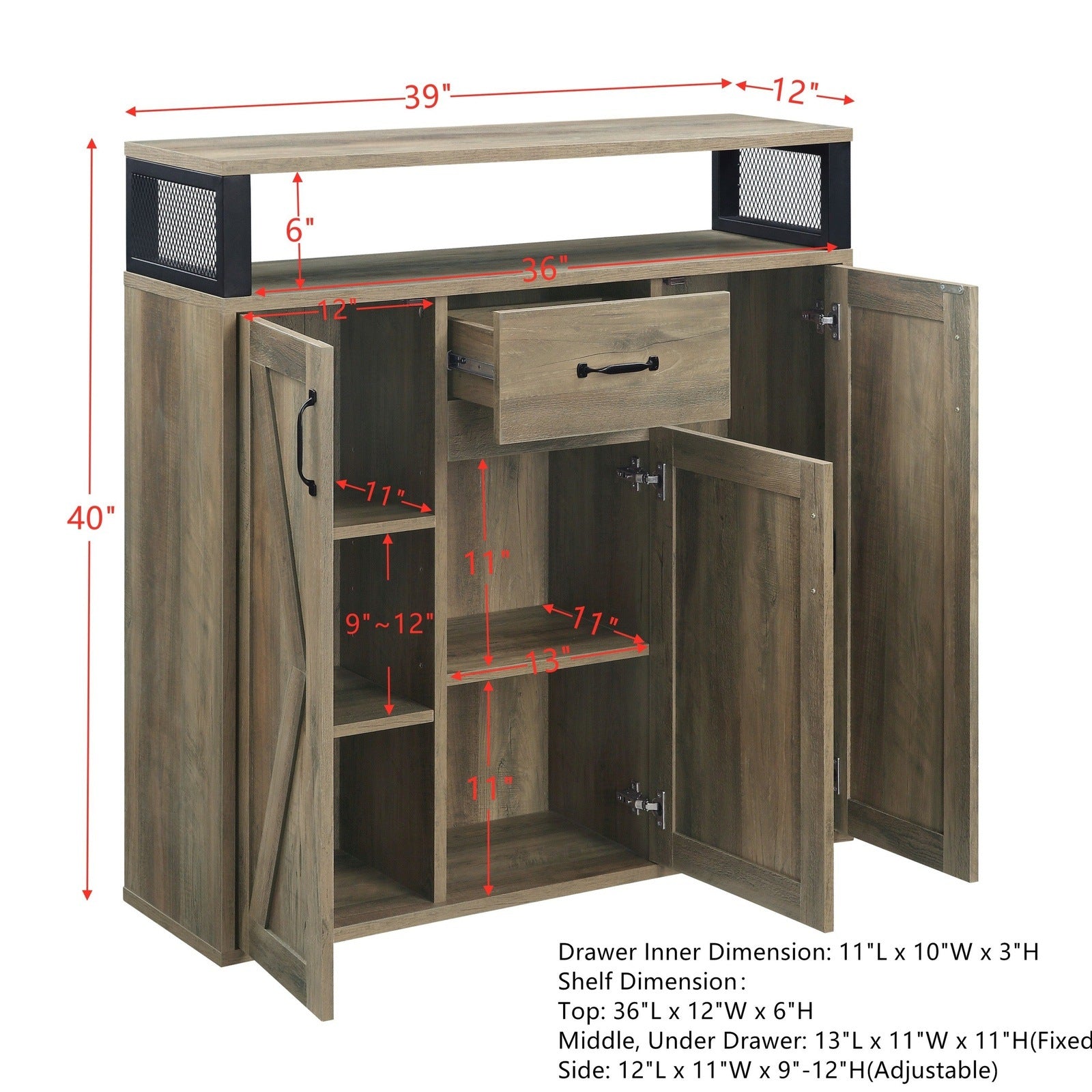 ACME Abiram Server in Rustic Oak Finish DN01027