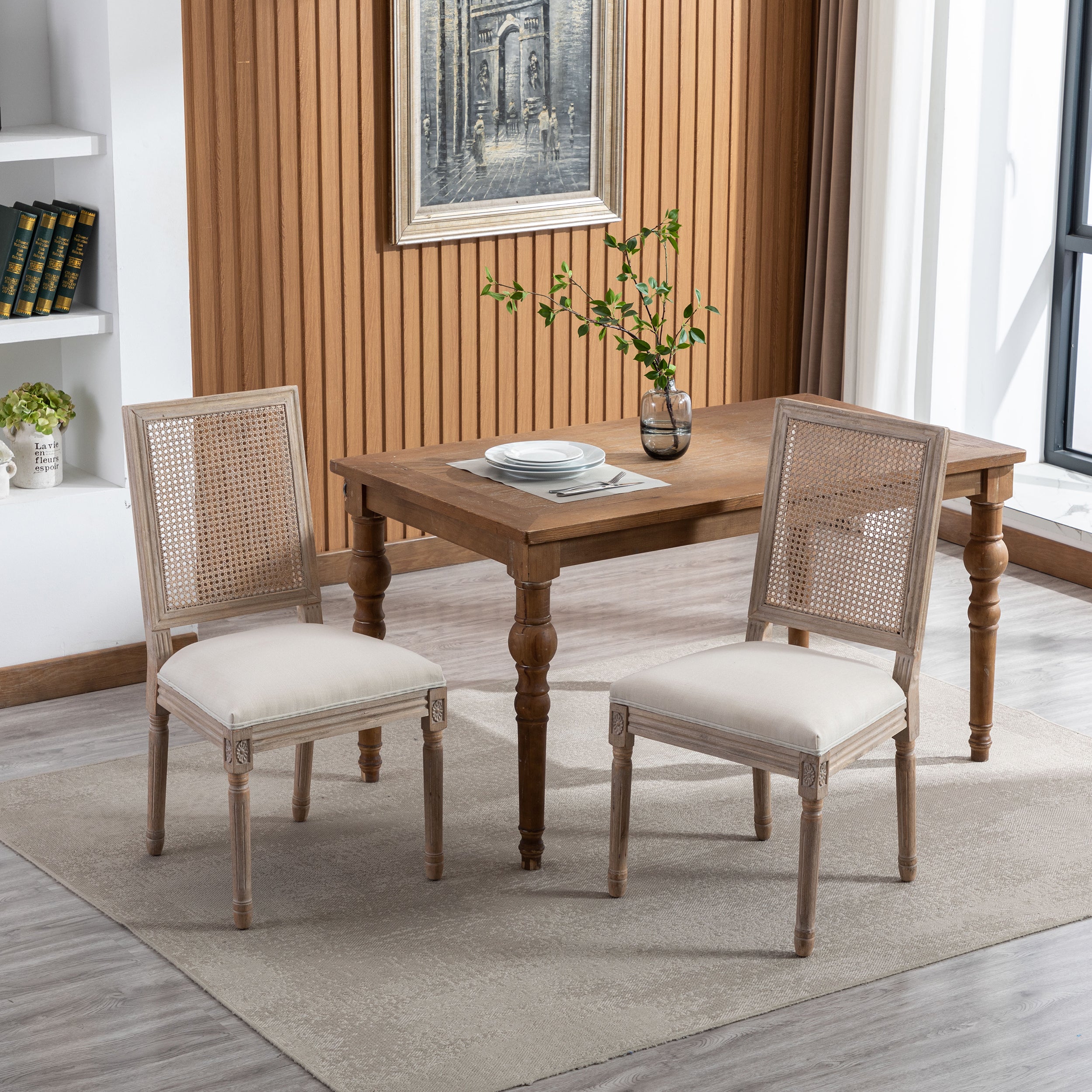 Wood frame online dining chairs