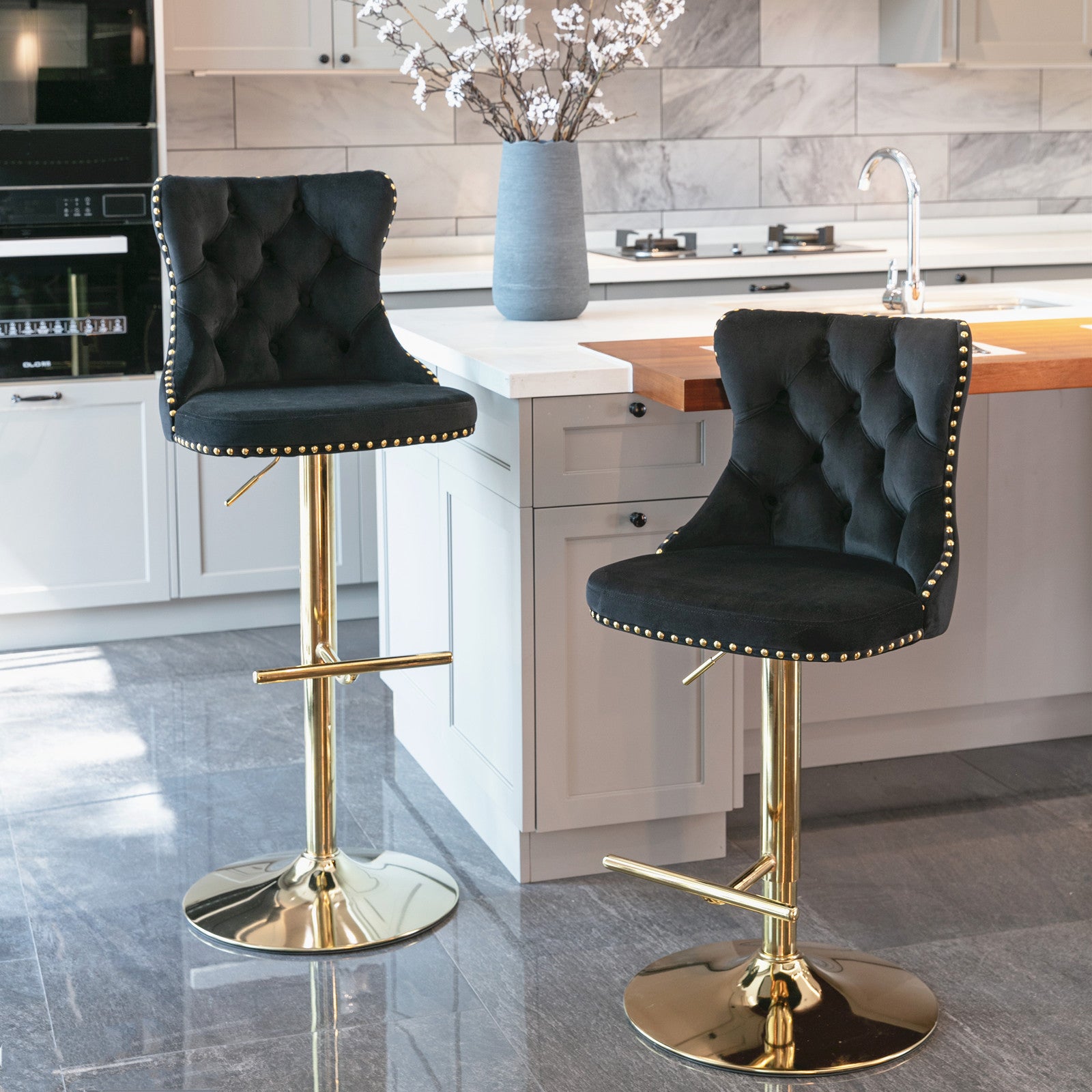 Black and gold swivel best sale bar stool