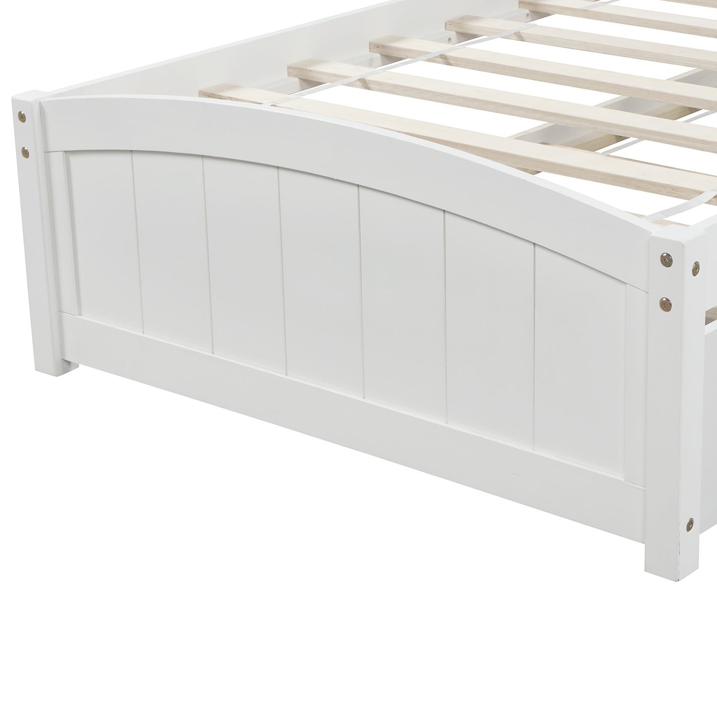 Homey Life Twin size Platform Bed with Trundle, White