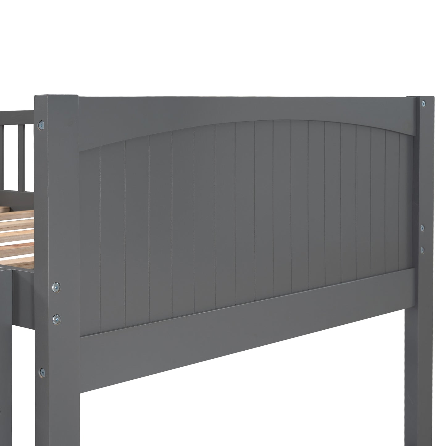 WM Store Twin Size Bunk Bed with a Loft Bed attached, with Two Drawers,Gray