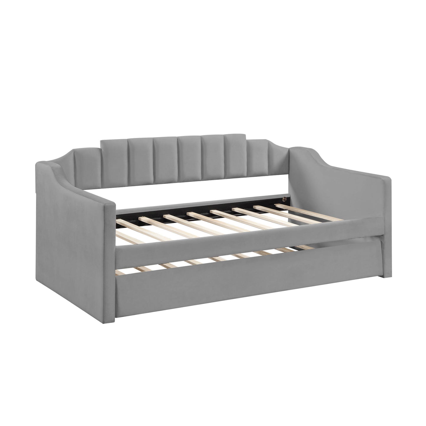 Branda Channel Tufted Velvet Twin Daybed - Gray