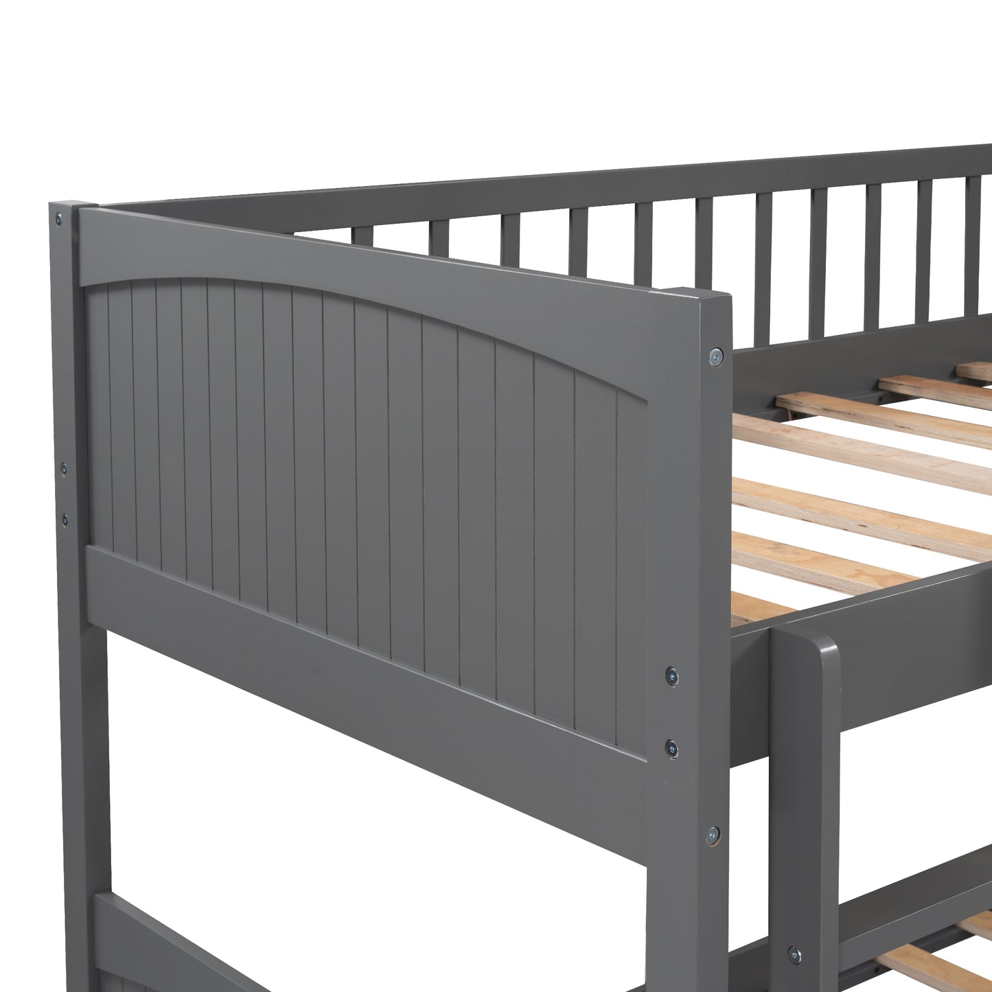 WM Store Twin Size Bunk Bed with a Loft Bed attached, with Two Drawers,Gray