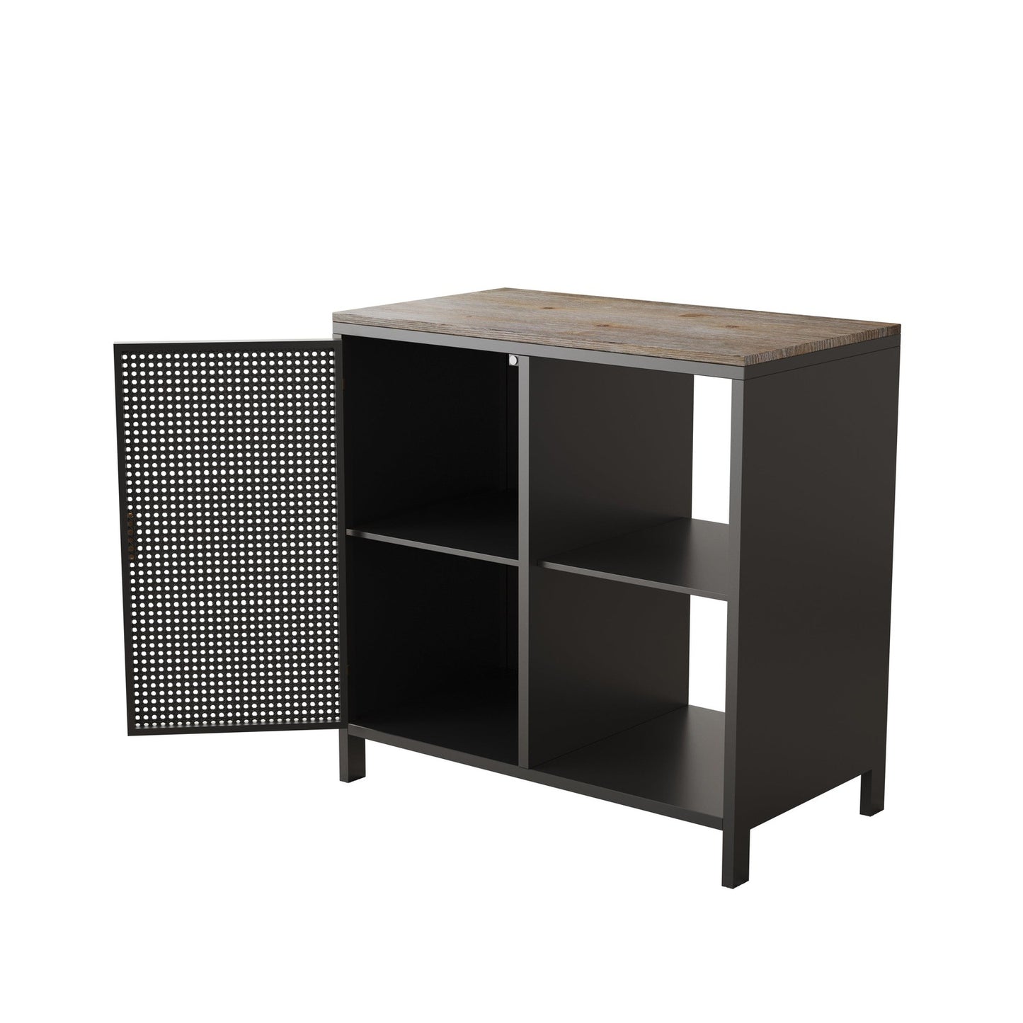 Modern 31.69” Sideboard Cabinet in Dark Gray & Gold