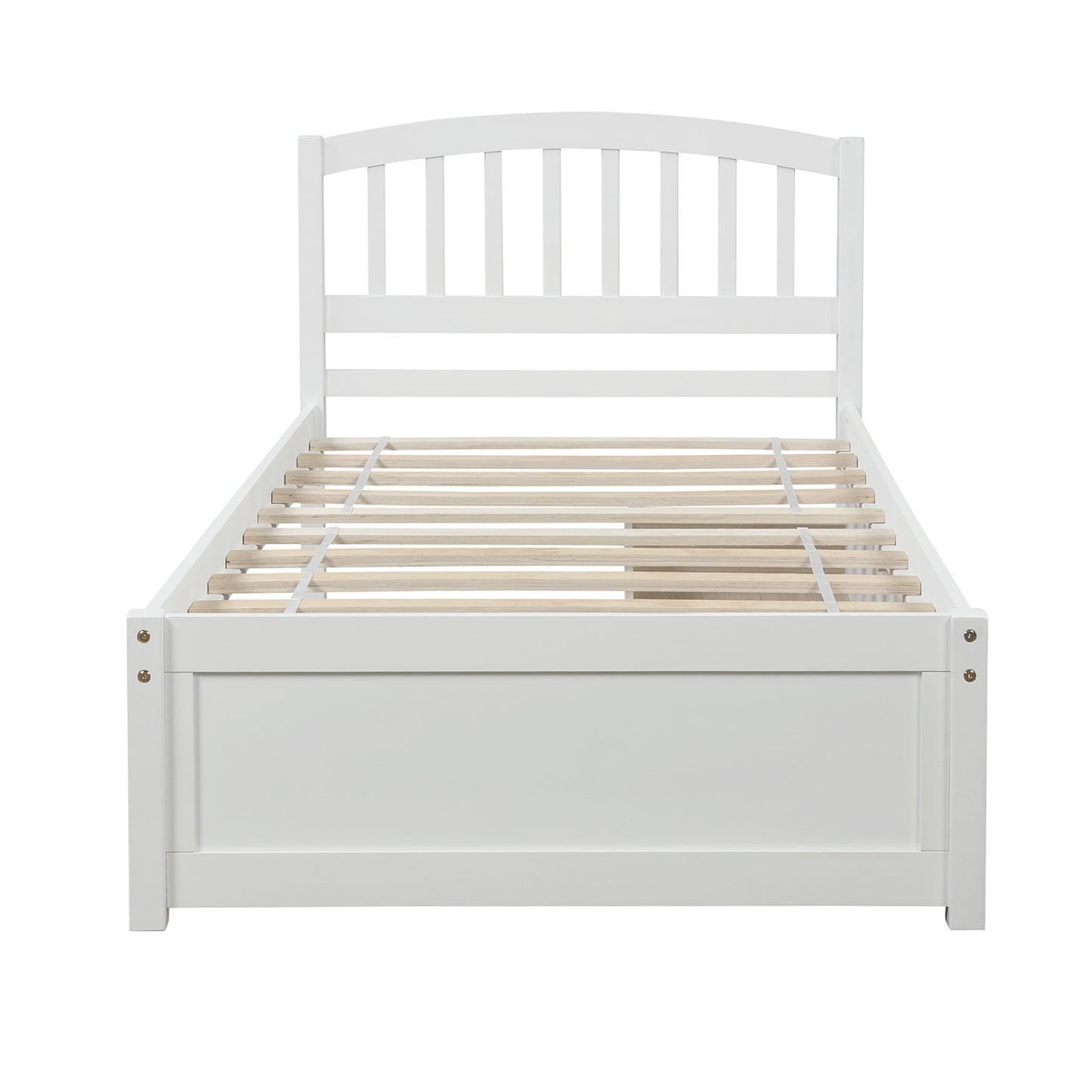 Homey Life Twin Platform Storage Bed with Two Drawers in White